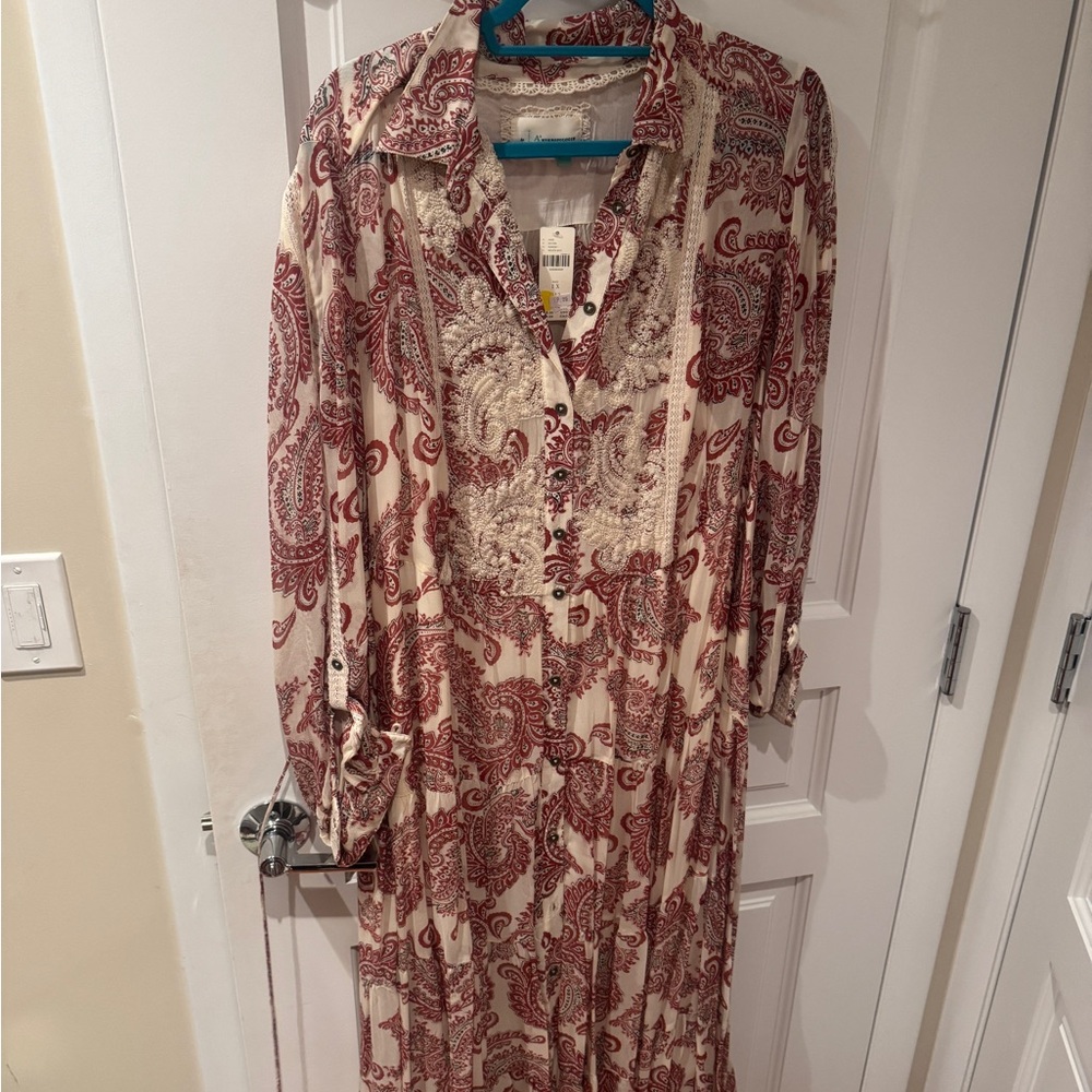 Paisley Print Button-Up Dress